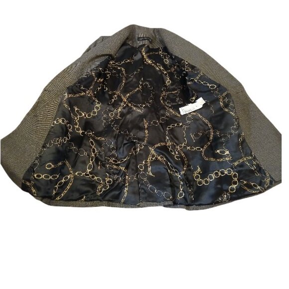 ZARA WOMAN Gray/Brown Houndstooth Double-Breast Blazer - Picture 4 of 10